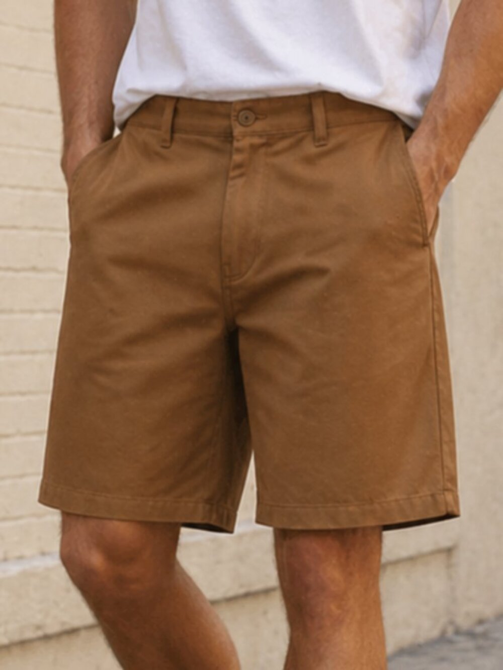 Men’s Galaxy by Harvic Stretch Shorts Size 36 Brown Casual Chino Flat Front NWT
